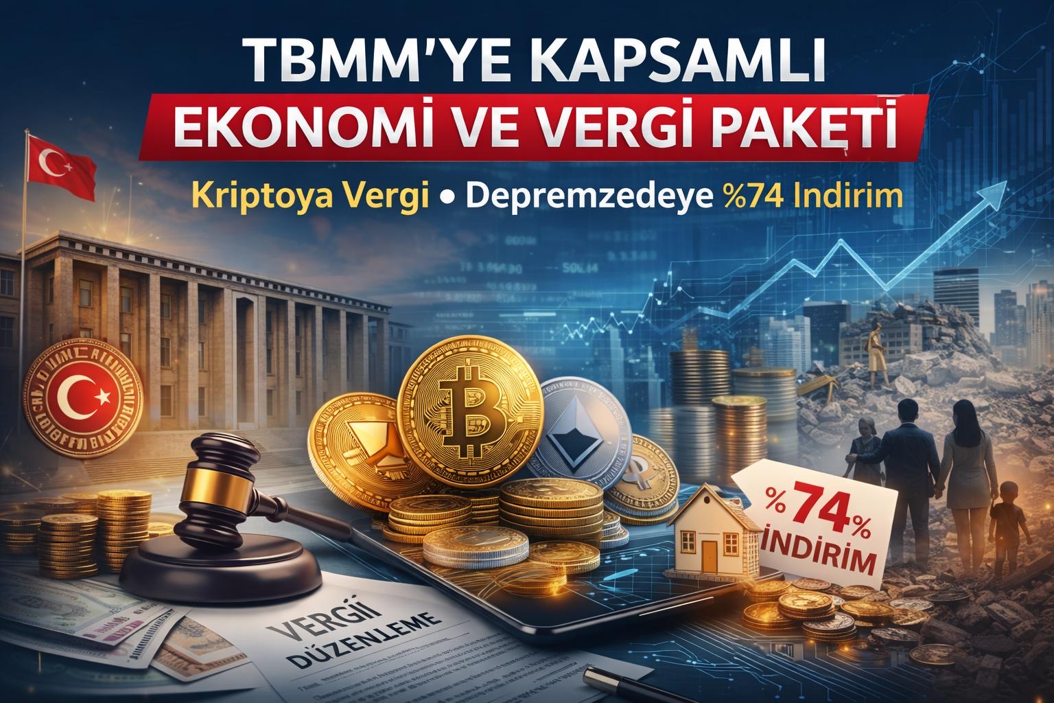 TBMM’ye Kapsamlı Ekonomi ve Vergi Paketi: Kriptoya Vergi, Depremzedeye %74 İndirim